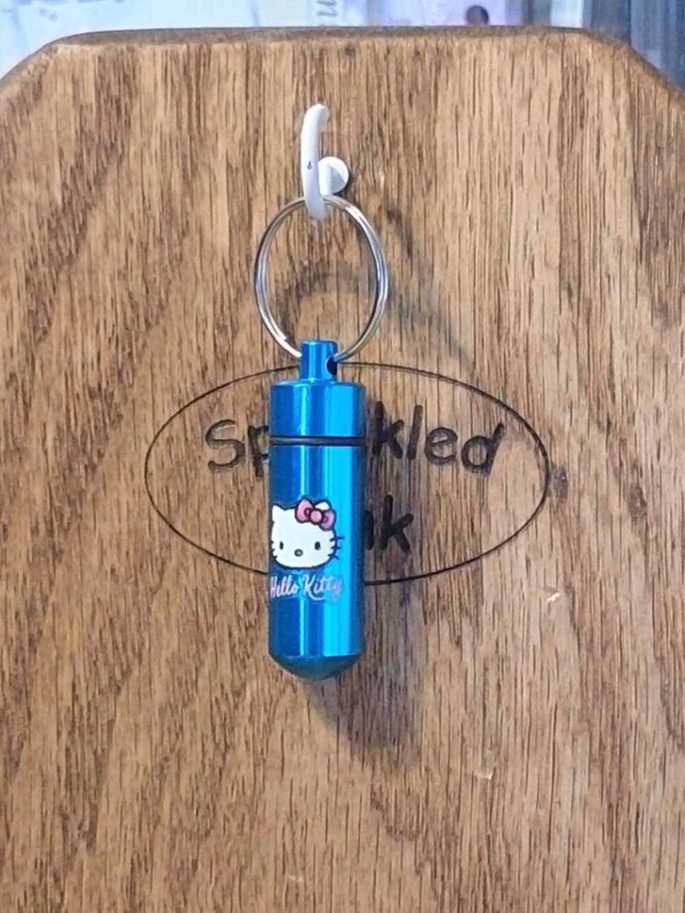 #HK-2309 Hello Kitty Mini Pill Container Keychain Blue